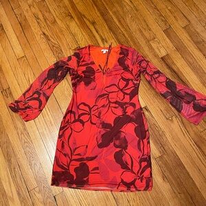 Bar III Red and Black Floral Dress